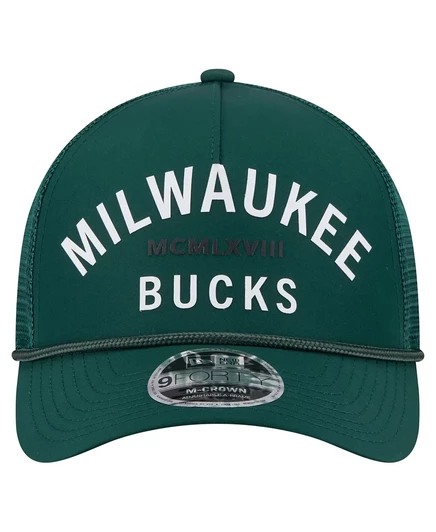 Мужская шляпа дальнобойщика Hunter Green Milwaukee Bucks от New Era в минималистичном стиле с А-образной оправой 940 hunter green