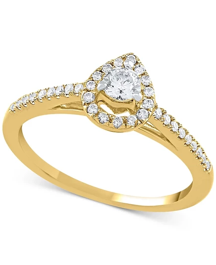 Кольцо Macy's Teardrop Halo, 1/4 карата, желтое золото