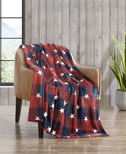 Плед Eddie Bauer Americana в клетку из ультрамягкого плюшевого флиса, 70 x 50 красный