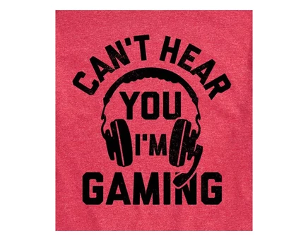 Мужская футболка Hybrid Apparel Can't Hear You Gaming с коротким рукавом heather red