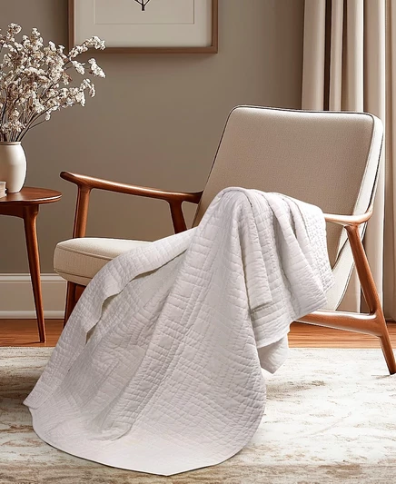 Плед Levtex Melange Stitch стеганый 152×127 см, белый