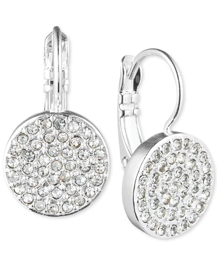 Серьги-подвески Anne Klein Crystal Pavé Disc, серебристые
