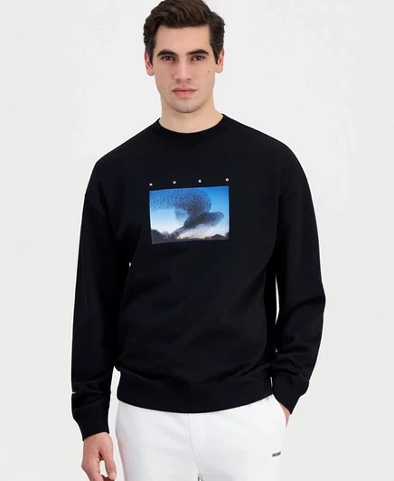 Мужской свитшот Hugo Boss Dorizonto с принтом, черный
