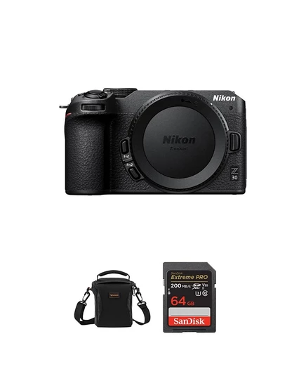 Беззеркальная камера Nikon Z 30 DX-формата, комплект с 64 ГБ картой и сумкой, черная