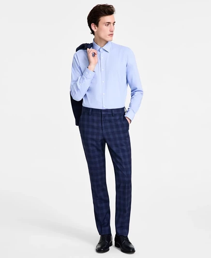 Мужские брюки Hugo Boss HUGO Modern-Fit в клетку, синие