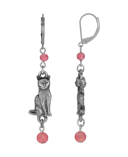 Серьги-подвески 2028 Bead Cat, розовые