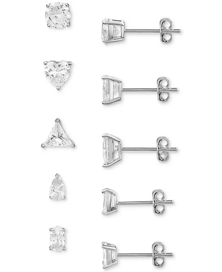 Giani Bernini, 5 шт. Серьги-гвоздики Solitaire с несколькими огранками из чистого серебра с фианитами, созданные для Macy's white