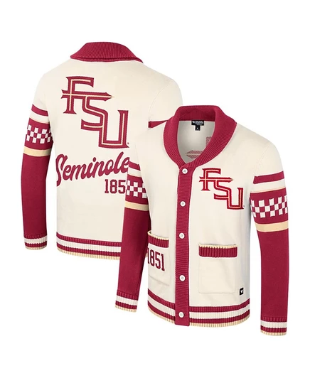 Унисекс жаккардовый кардиган Colosseum Seminoles, кремовый