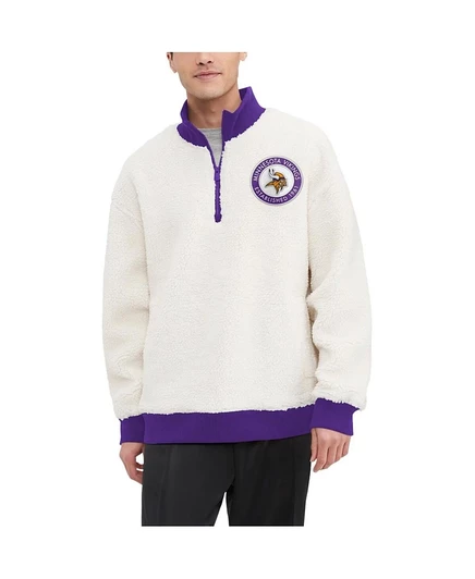 Мужская толстовка Tommy Hilfiger Minnesota Vikings Sherpa с 1/4-молнией, кремовая