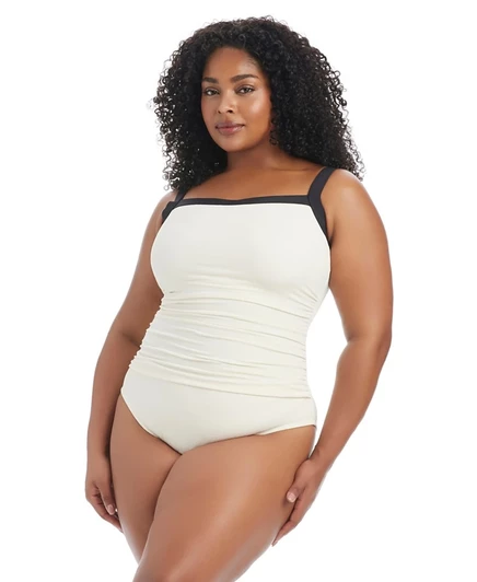 Цельный купальник с квадратным вырезом Bleu by Rod Beattie Plus Size коричнево-бежевый