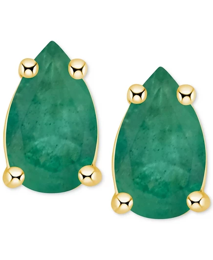 Серьги Macy's, грушевидные, золото 14 карат, изумруд