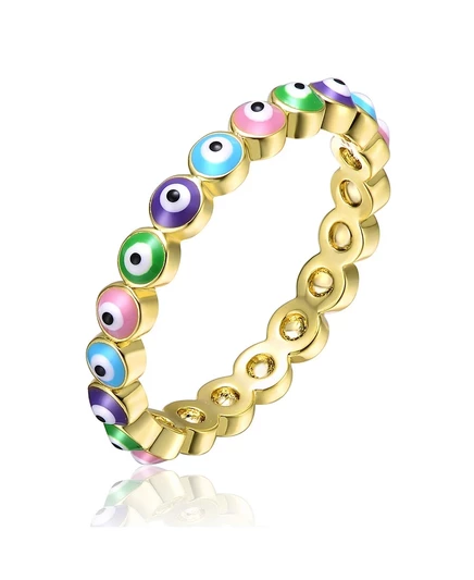 GiGiGirl Kids/ Teens 14-каратное позолоченное красочное эмалевое кольцо для укладки сглаза золотое
