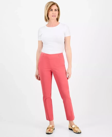  Миниатюрные брюки прямого кроя с заклепками и заклепками Petite & Petite Short, созданные для Macy's pink royal