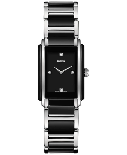 Женские часы Rado Swiss Integral Diamond Accent с черным браслетом из керамики и нержавеющей стали, 22x33 мм, черный