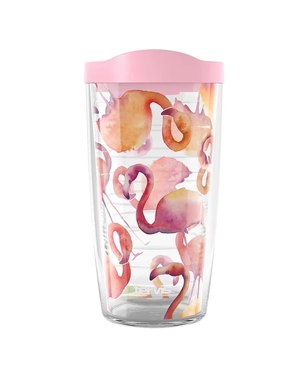 Tervis Flamingo Splash, Сделано в США, Туристический стакан с двойными стенками, сохраняет напитки холодными и горячими, 16 унций, Классический