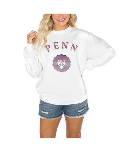 Женская белая толстовка-пуловер с открытыми плечами из флиса Pennsylvania Quakers от Gameday Couture белого цвета white