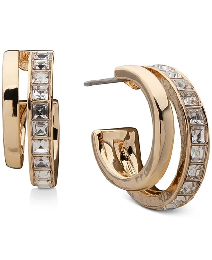Двойные серьги-кольца Anne Klein с золотым Паве и хрусталем, 0,68 дюйма