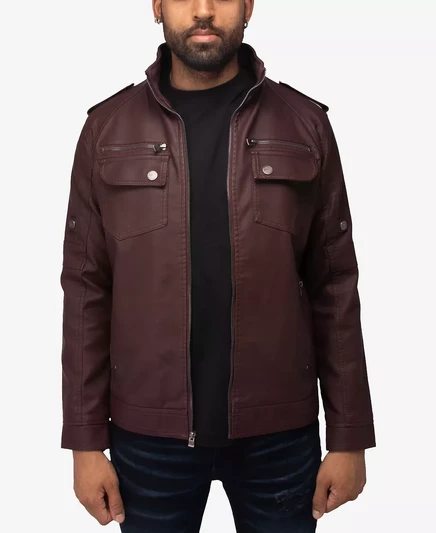  Мужская универсальная куртка на подкладке из искусственной овечьей шерсти burgundy