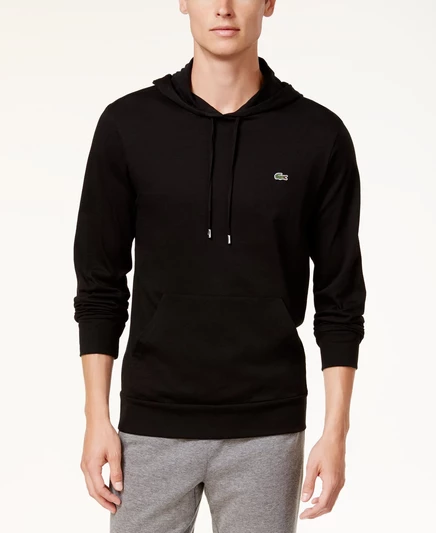 Мужское худи Lacoste с кенгуру-карманом, черное