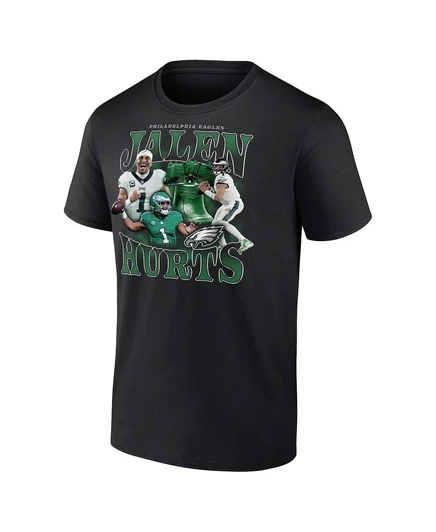 Мужская футболка Fanatics Jalen Hurts Black Philadelphia Eagles с изображением печально известного игрока black