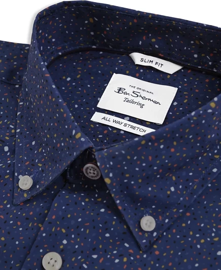 Мужская приталенная рубашка с текстурой от Ben Sherman navy