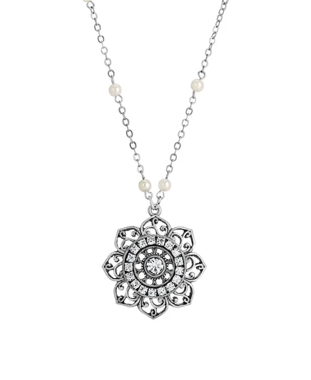 Женское ожерелье 2028 Crystal Flower, белое
