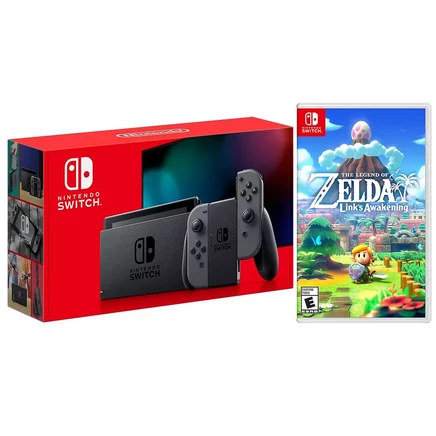  Консоль Switch на 32 ГБ - Серая Joy-Con - Новая версия с пакетом Zelda Links Awakening Bundle black