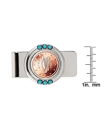 Мужская американская монета Treasures Irish 2 Euro Coin Бирюзовый зажим для денег silver