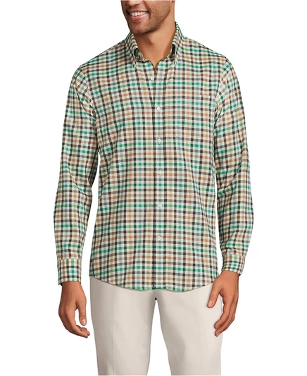 Мужская рубашка из саржи традиционного покроя без подкладки fresh evergreen/green plaid
