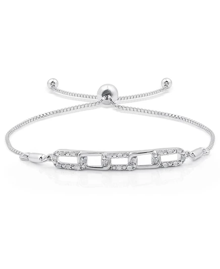 Браслет Macy's Diamond Oblong Link 1/6 карат, из серебра, серебристый