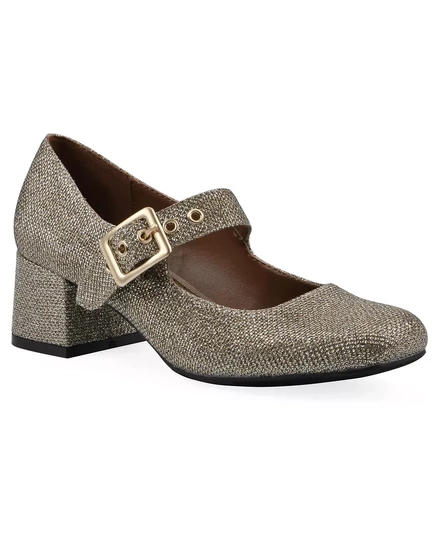  Женские туфли-лодочки Lasso Mary Jane на блочном каблуке gold glitter fabric
