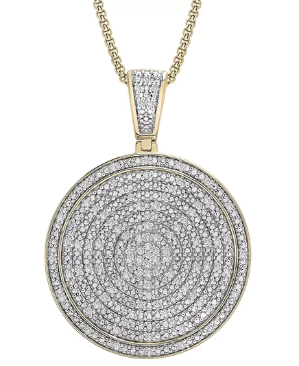 Мужское колье с подвеской Diamond Circle диаметром 22 дюйма (1/2 карата) из чистого серебра (также с черными бриллиантами) gold over silver