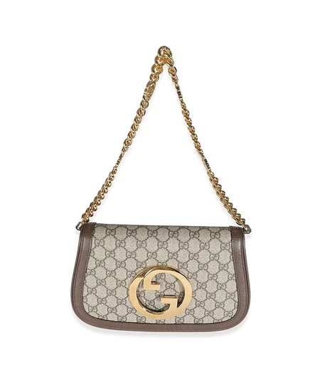 Женская сумка Pre-Owned Gucci Blondie GG Supreme, бежевая