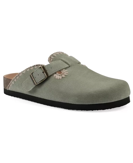  Женские шлепанцы-бенди с круглым носком sage green suede