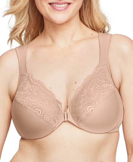 Бюстгальтер на косточках Glamorise Plus Size WonderWire с застежкой спереди, коричневый