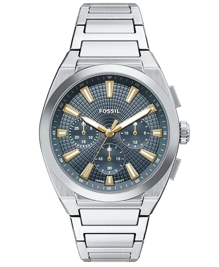 Мужские часы Fossil Everett с хронографом из нержавеющей стали, серебро 44 мм
