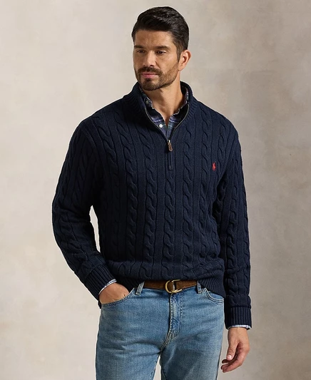 Мужской свитер Polo Ralph Lauren с молнией, темно-синий