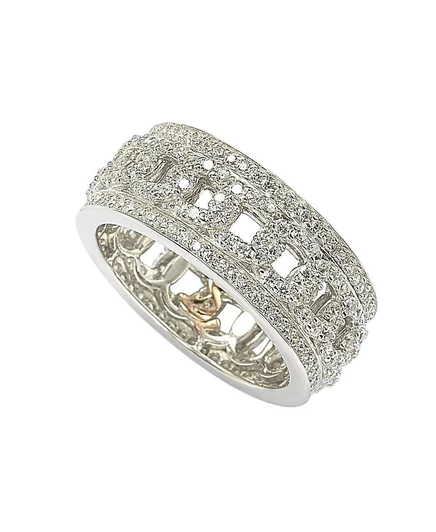 Сьюзи Левиан Стерлинговое серебро с кубическим цирконием Link Eternity Band Кольцо белое