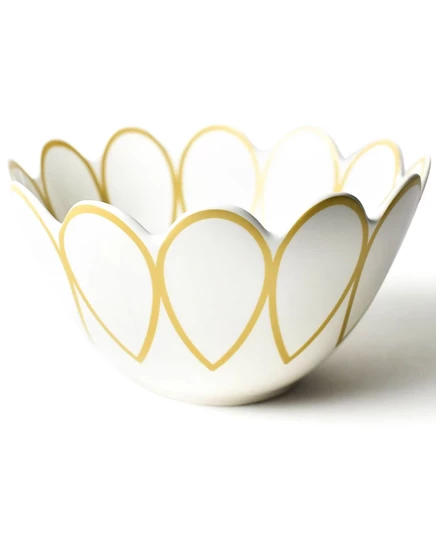 Миска Coton Colors Deco Gold с волнистым краем, бело-золотая