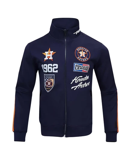 Мужская спортивная куртка Pro Standard темно-синего цвета Houston Astros Fast Lane на полной молнии navy