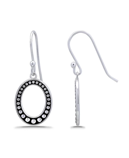Серьги Macy's овальные с бисером, серебристые
