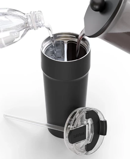 SplitFlask Двухкамерная бутылка для воды 2-В-1 с двусторонней вакуумной изоляцией из Нержавеющей Стали, Стакан, Дорожная кружка, 30 унций
