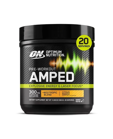 Предтренировочный порошок Optimum Nutrition Amped, Citrus Mango, белый