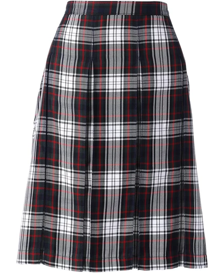 Женская клетчатая юбка в складку длиной выше колена от Lands' End evergreen/white plaid