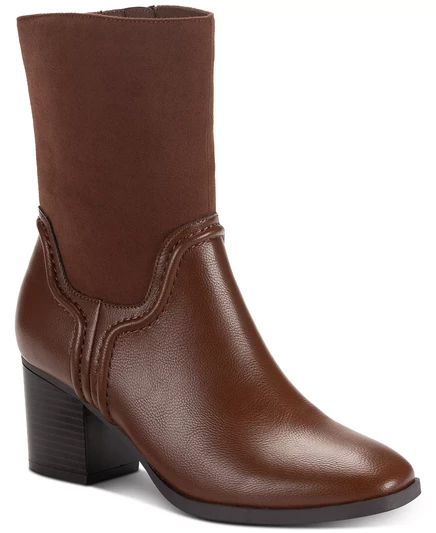 Женские ботинки на высоком каблуке Queenyy от Style & Co, созданные для Macys cognac