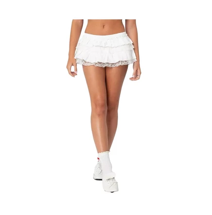  Женские кружевные шаровары с оборками Skort white