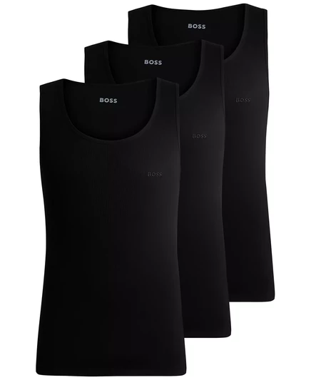 Мужские классические майки в рубчик Hugo Boss из 3-х комплектов blk
