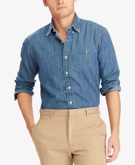  Мужская джинсовая рубашка классического покроя denim