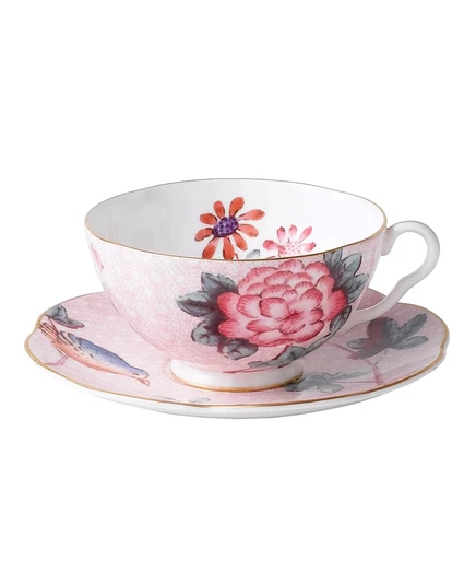 Чайная пара Wedgwood Cuckoo из костяного фарфора, розовая