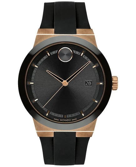 Мужские часы Movado Swiss Fusion Bold 42 мм силиконовый ремешок, черно-золотые